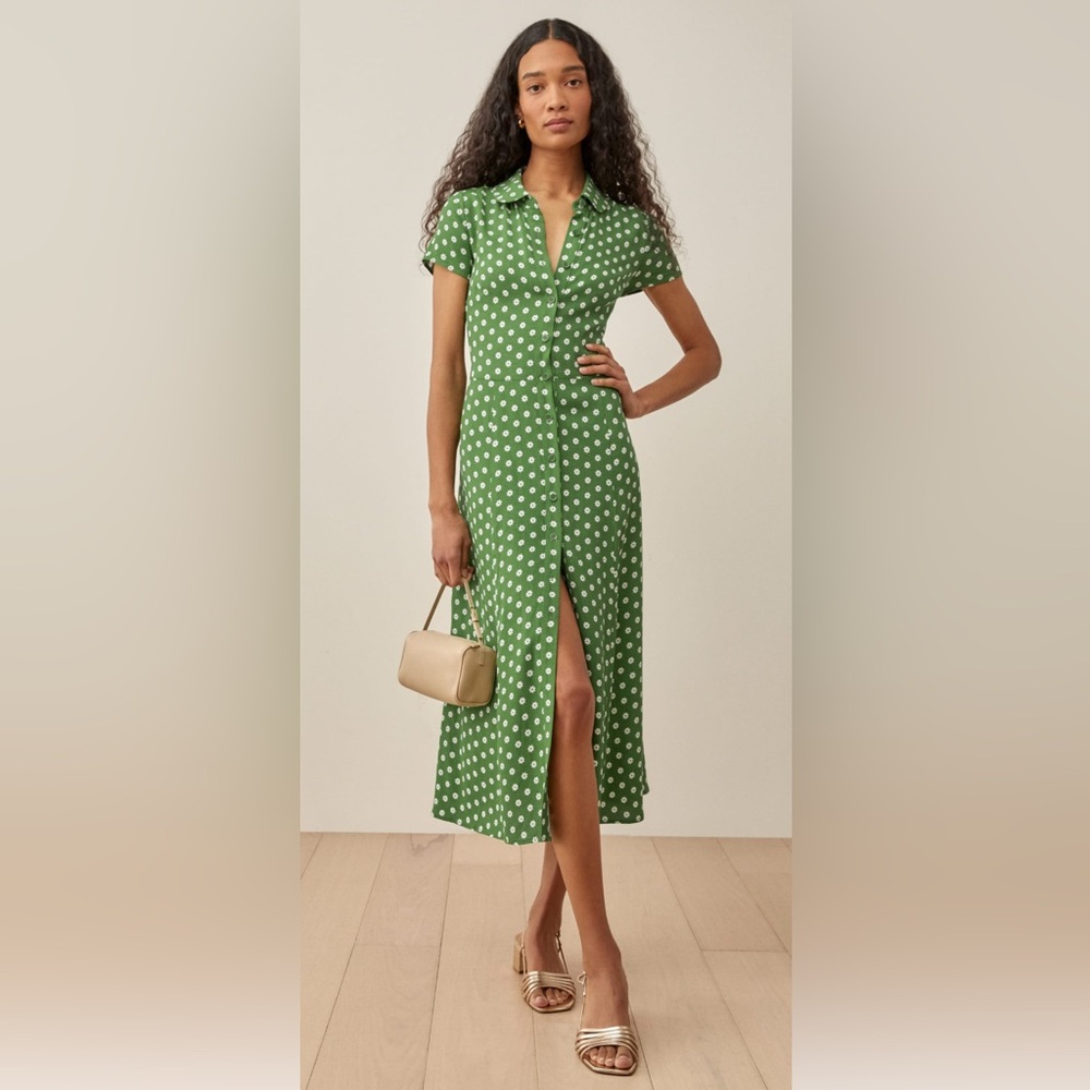 REFORMATION Wilma Dress in Green Hannah Print